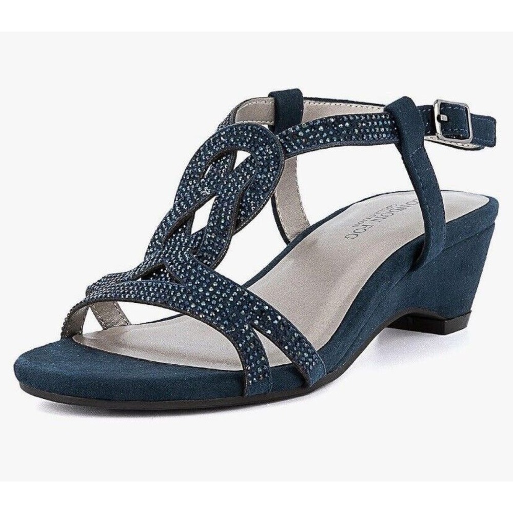 LONDON FOG Womens Macey Demi-Wedge Dress‎ Sandals, Size 7 Navy - Picture 7 of 7